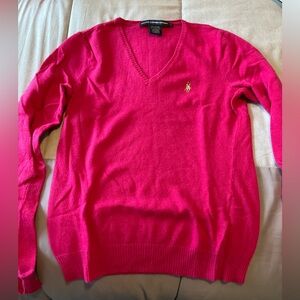 Polo Ralph Lauren V Neck Pink Sweater size Large